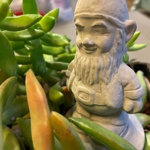 Hand poured Jolly Ol Garden Gnome Cement Sculpture Garden Planter Accent Decor